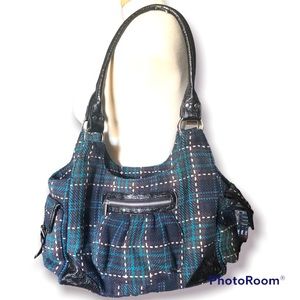 Tweed and pleather purse